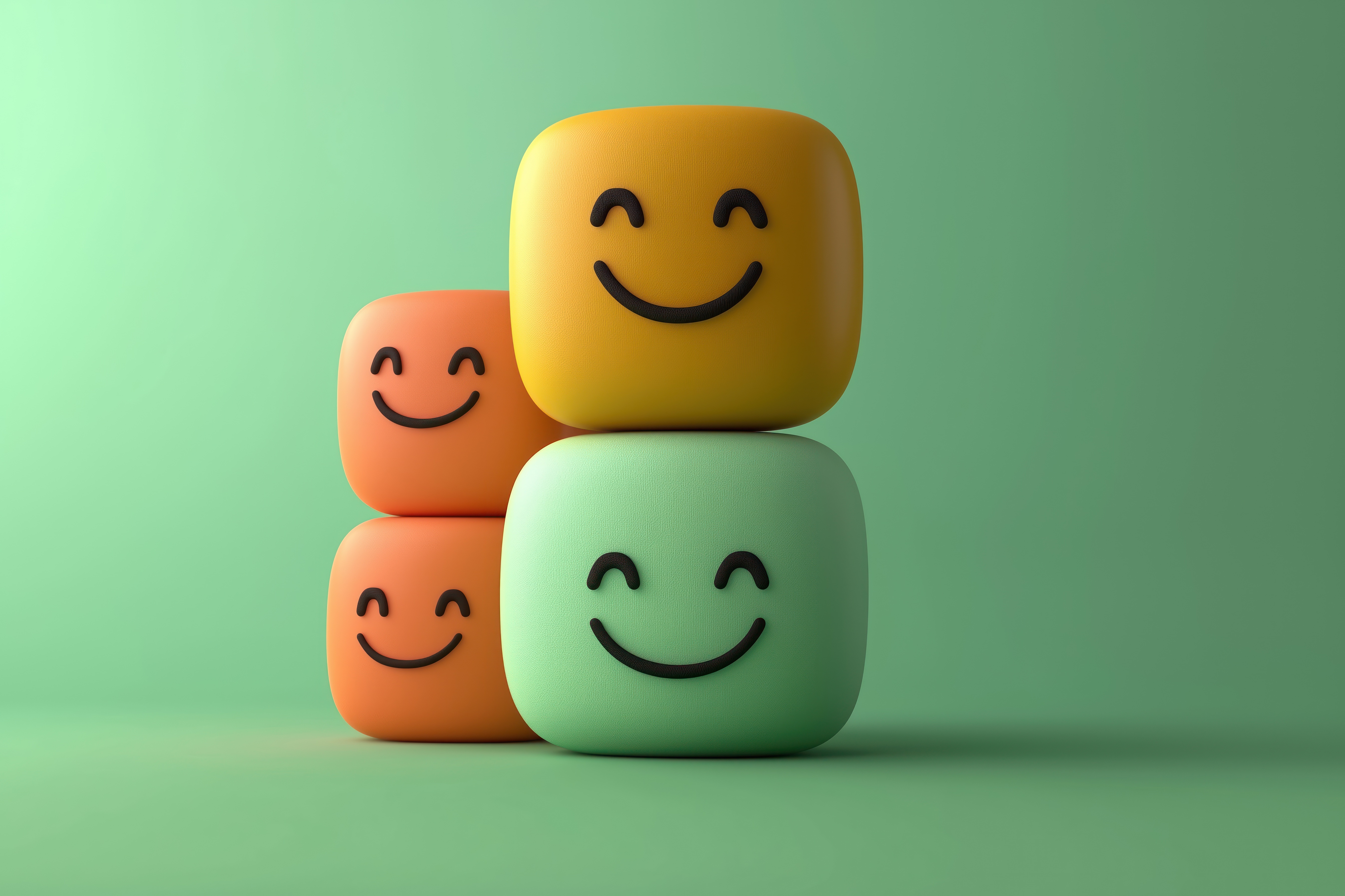 Happy customers and underwriters represented by colorful smiling blocks